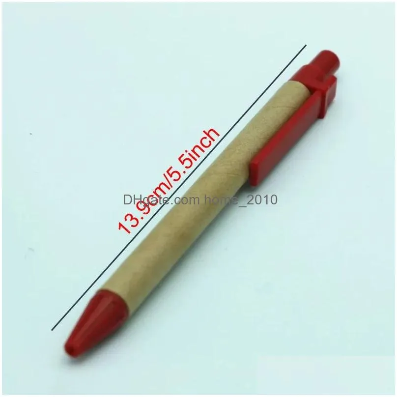 Ballpoint Pens Wholesale Promotional Students Eco-Friendly Paper Custom Logo School Supplies Stationery Plastic Clip Drop Delivery O Dhtaw