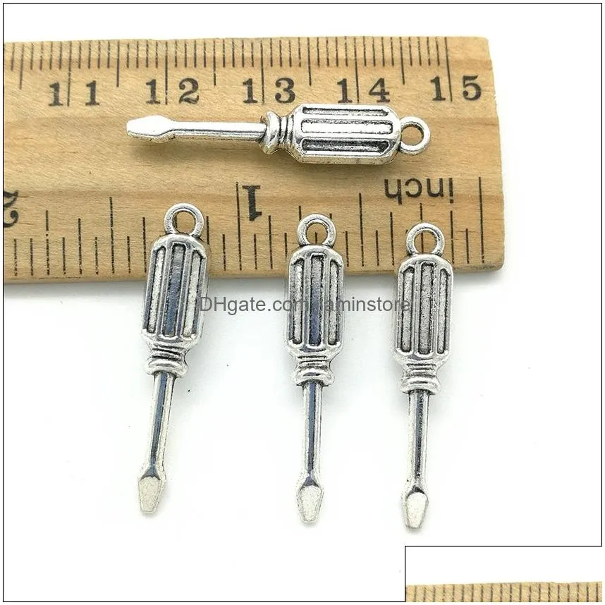Charms Lot 100Pcs Screwdriver Antique Tibetan Sier Charms Pendants For Jewelry Making Earring Necklace Bracelet Key Chain Accessories Dh7St