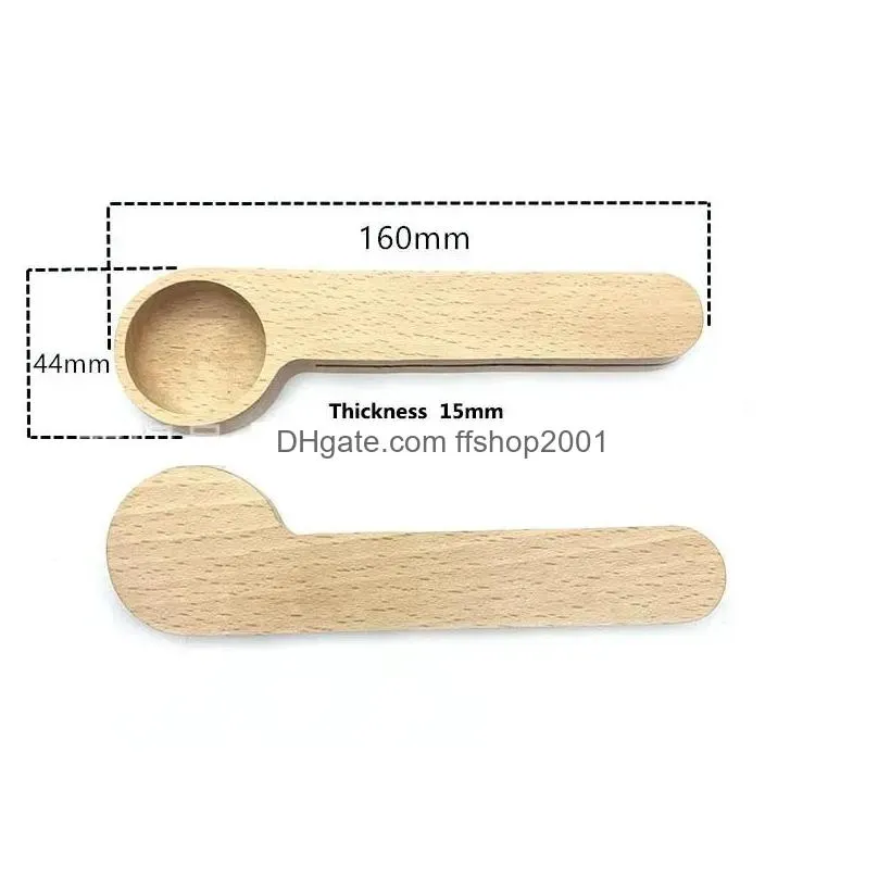 design wooden coffee scoop with bag clip tablespoon solid beech wood measuring tea bean spoons clips gift