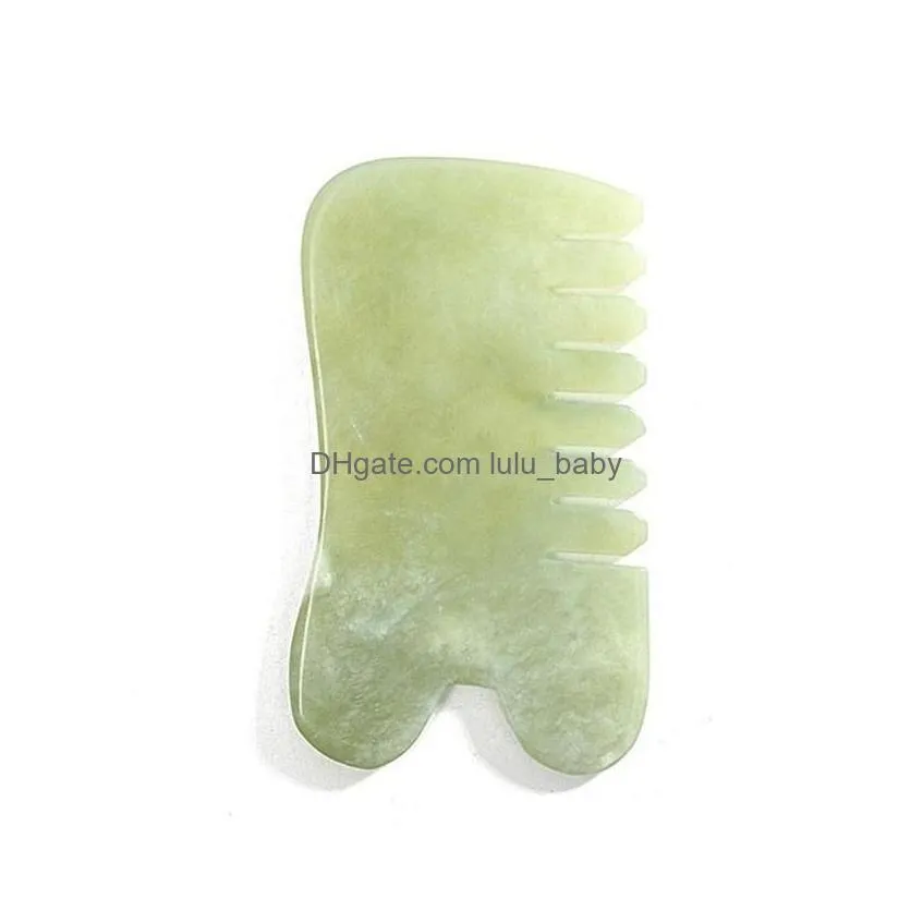 natural jade stone guasha gua sha massage hand back leg body arm board comb shape healthy beauty relaxation cure massager