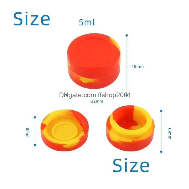 nonstick wax containers silicone box 5ml silicon container food grade jars tool storage jar oil holder for vaporizer vape fda approved