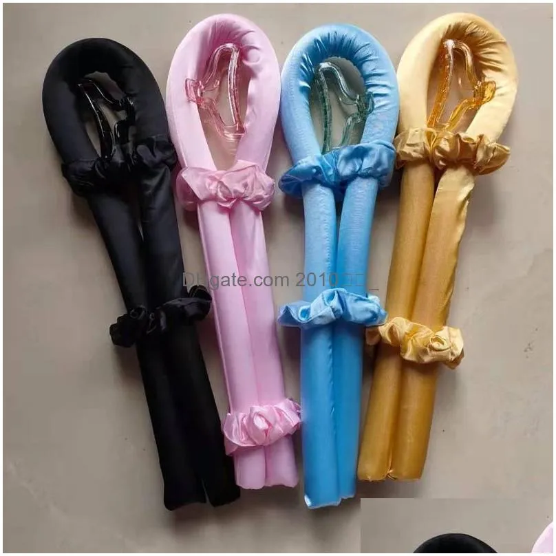 party favor no heat magic hair curlers 2pcs satin scrunchie heatless curling rod for long hair upgraded magic rollers