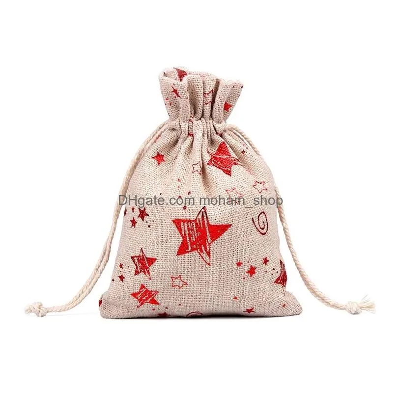 10x14 13x18cm burlap christmas gift bag jewelry packaging bags wedding party decoration drawable bags sachet pouches