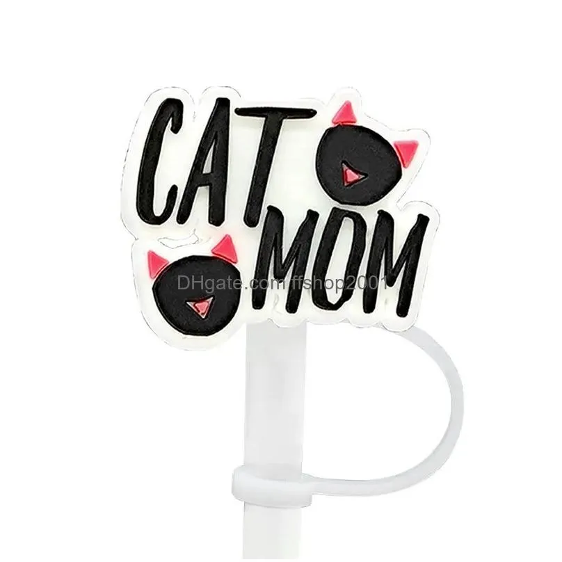cat straw cover topper silicone accessories cover charms reusable splash proof drinking dust plug decorative diy your own 8mm straw