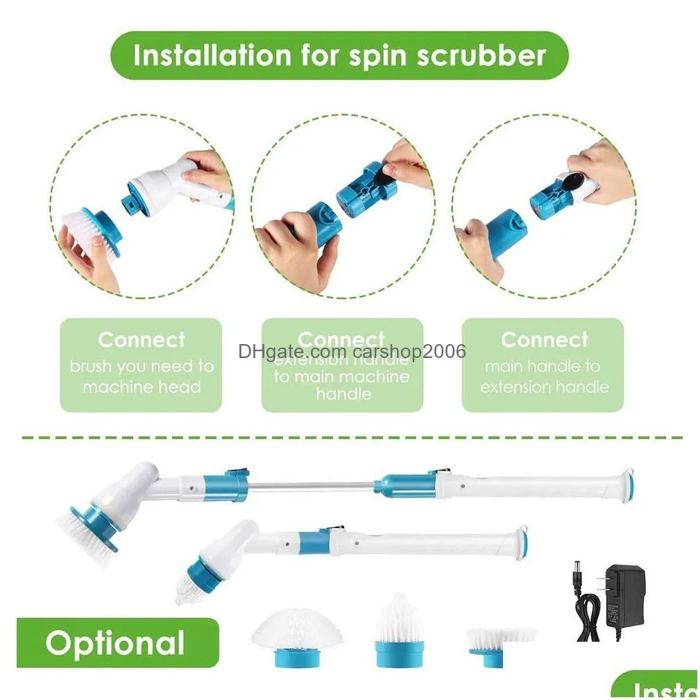 cordless scrubber electric spin scrubber with 3 replaceable cleaning brush head for mother easily household cleaning part