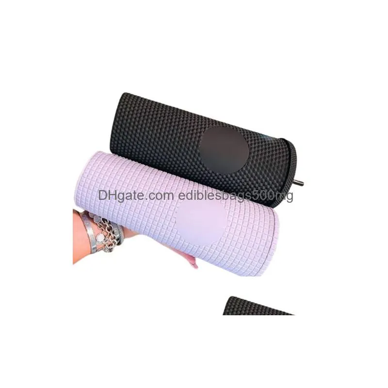 venti 710ml 24oz cup mugs double wall plastic black gold oil slick gradient pink bling studded tumbler with straw8927866