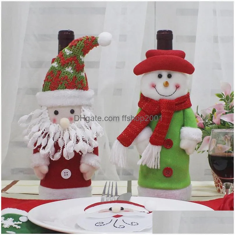 table runner santa claus wine bottle case decorated with bag placemat for dining christmas