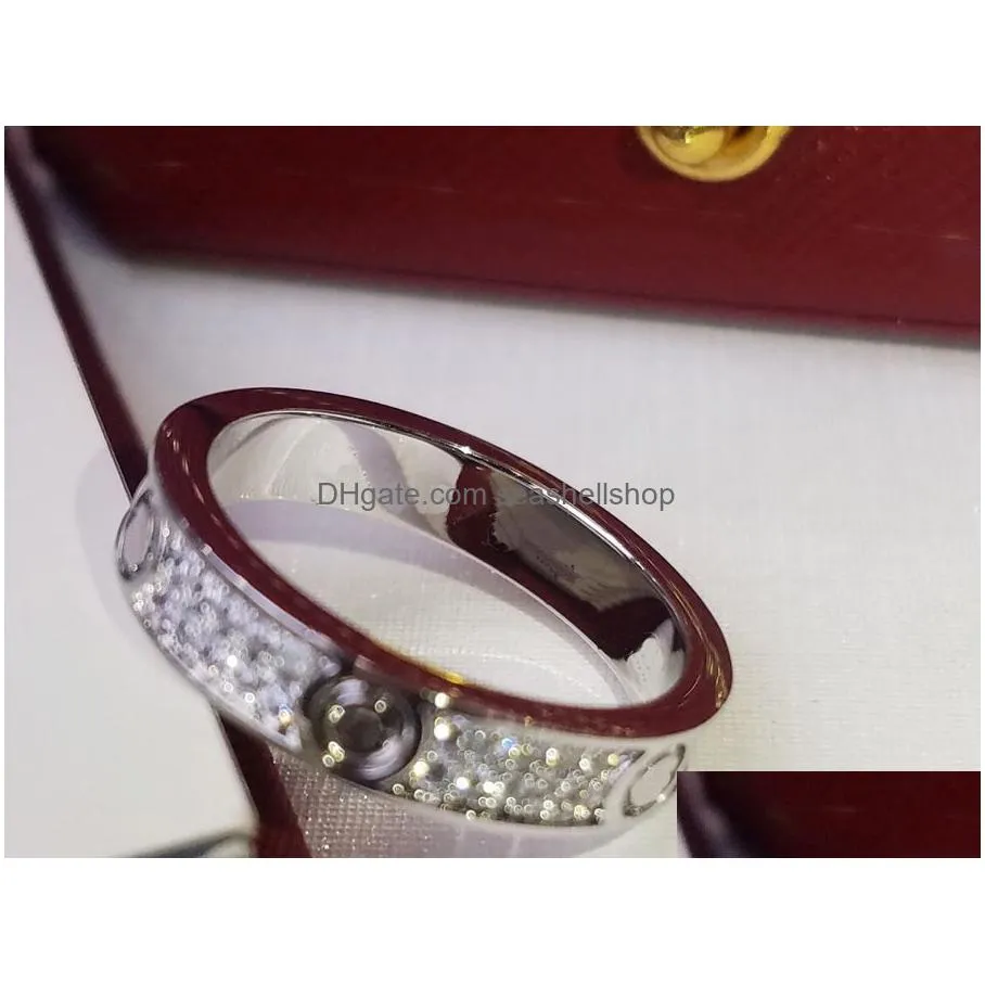 Band Rings Luxurys Designers Couple Ring With One Side And Diamond On The Other Sideexquisite Products Make Versatile Gifts Good Nice Dhyt8