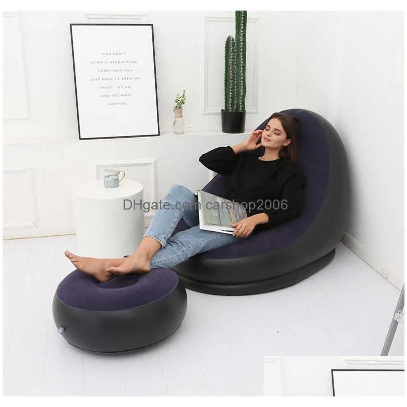 lazy sofa inflatable folding recliner outdoor sofa bed with pedal comfortable flocking single sofa chair pile coating310o5224603