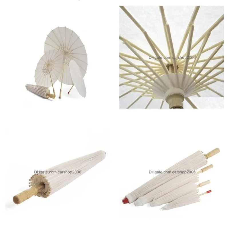 60pcs bridal wedding parasols white paper umbrellas beauty items chinese mini craft umbrella diameter 60cm sn1771707007