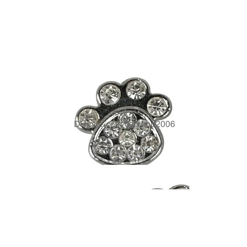 4 colors paw style 10mm rhinestone diamante dog pet charms diy slider charms personalized 3696438