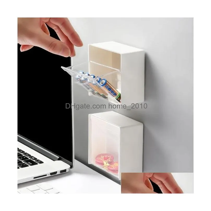 plastic wall mounted storage boxes dustproof bathroom organizer for cotton bs makeup adhesive small jewelry holder box
