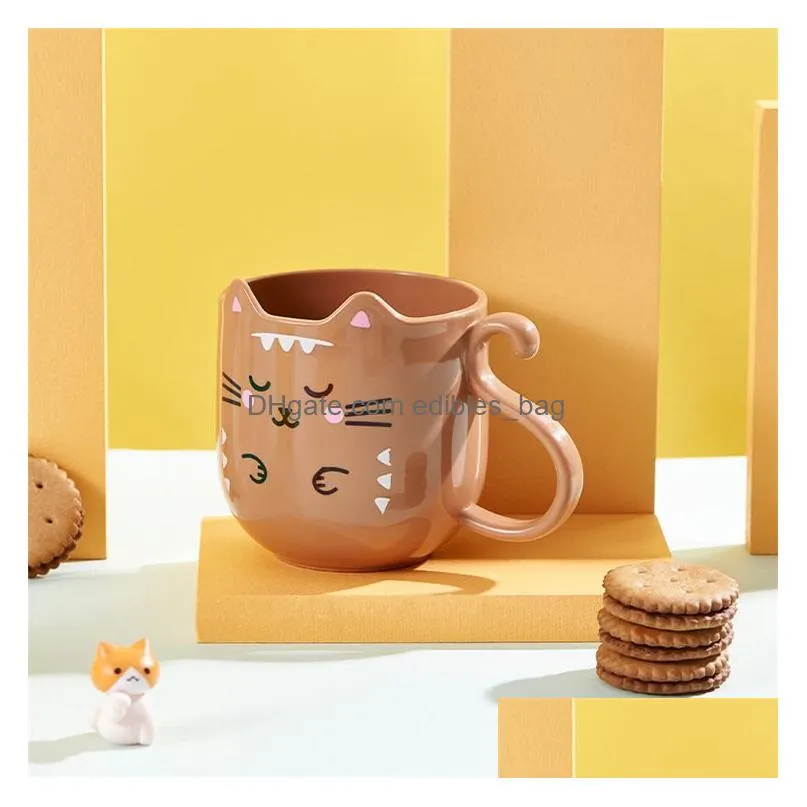 cute cat mouthwash cup toothbrush cup cartoon thickened washing cup family travel