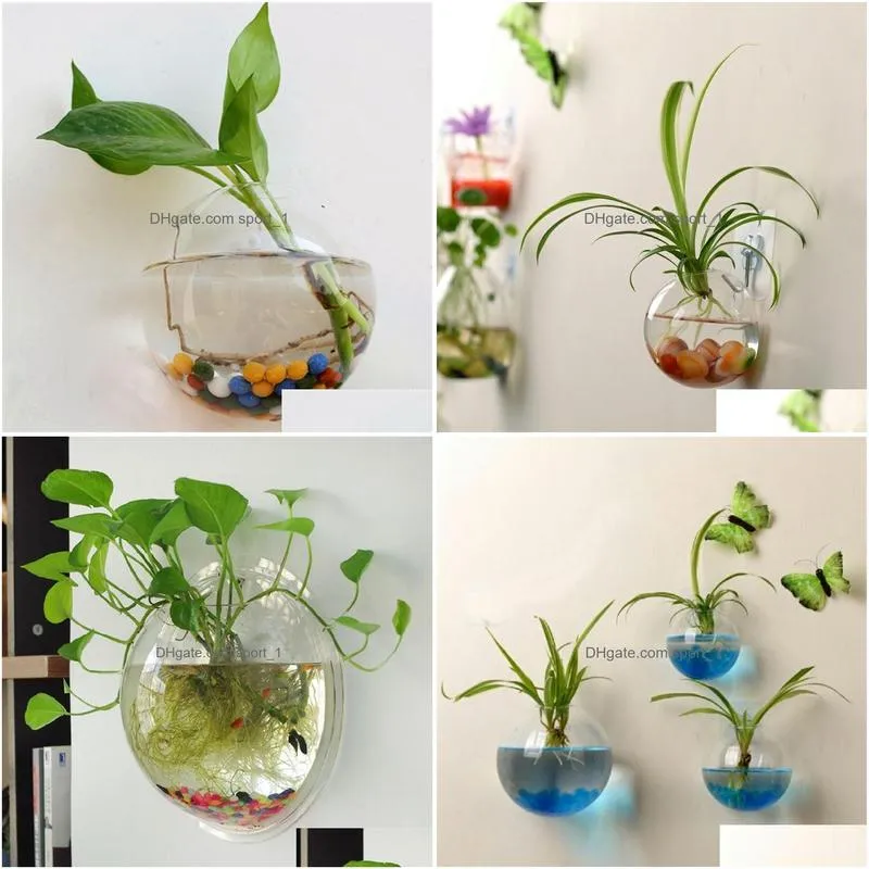 terrarium ball globe shape clear hanging glass vase flower planter pots wall fish tank aquarium container homw decor247h7422203