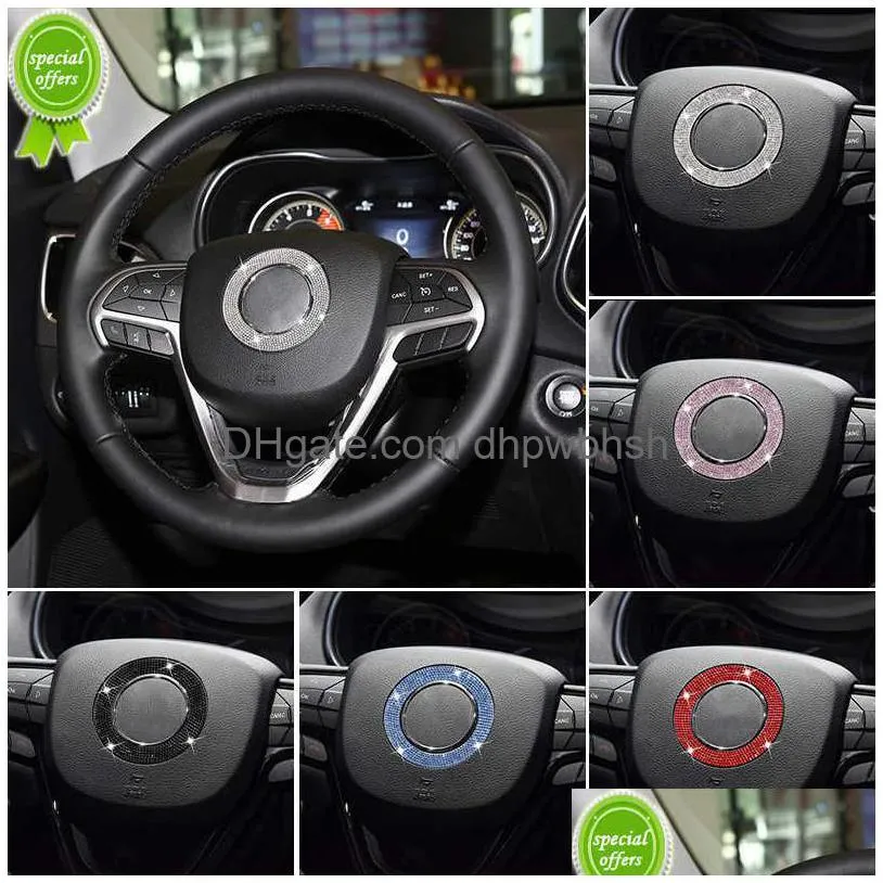  bling car steering wheel emblem sticker accessories diamond rhinestone auto interior badge decal cover trim for jeep