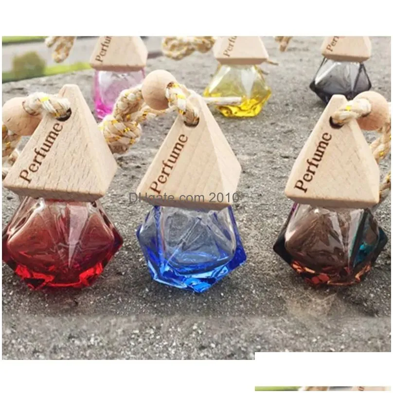 car perfume bottle pendant  oil diffuser 9 colors bag clothes ornaments air freshener pendants empty glass bottles