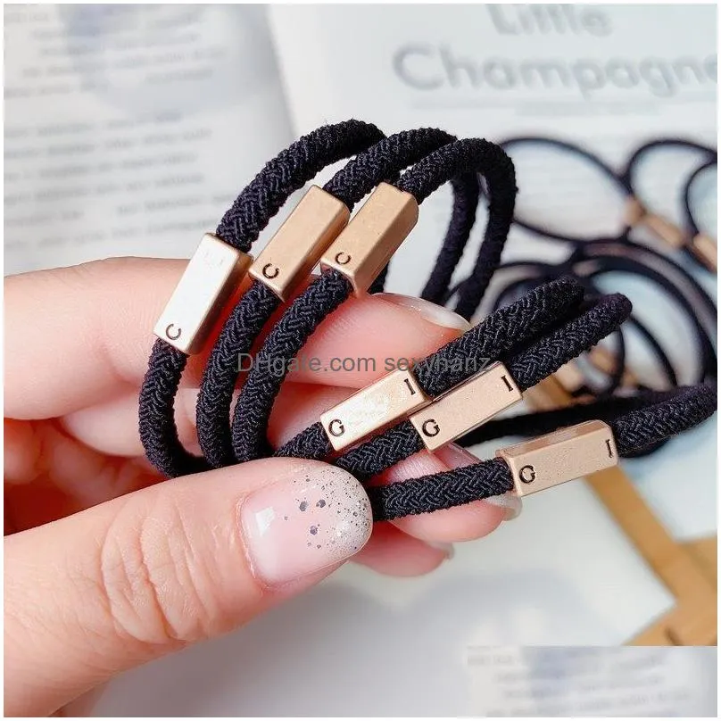 whole designer fashion luxury elastic hair ties band hair rope bracelets headband ornament with metal buckle accessories3575832