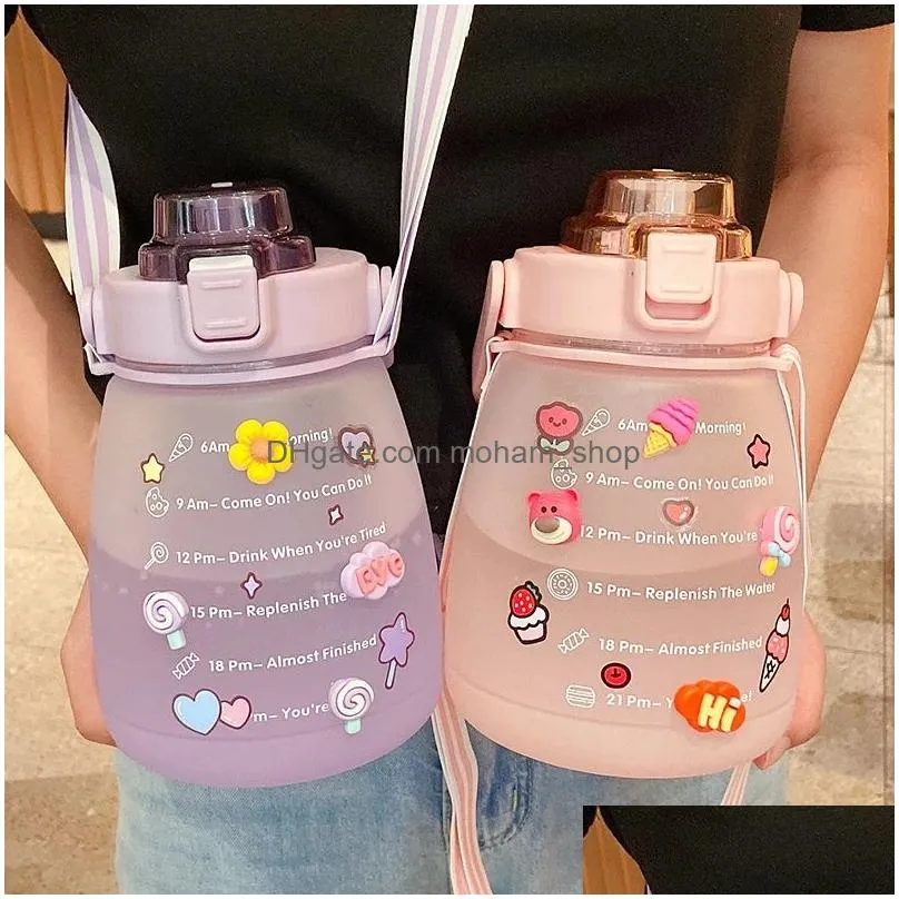 mugs 1300ml large capacity motivation time marker fitness waters bottle gradient color plastic cup outdoor scrub water bottle sea freight inventory