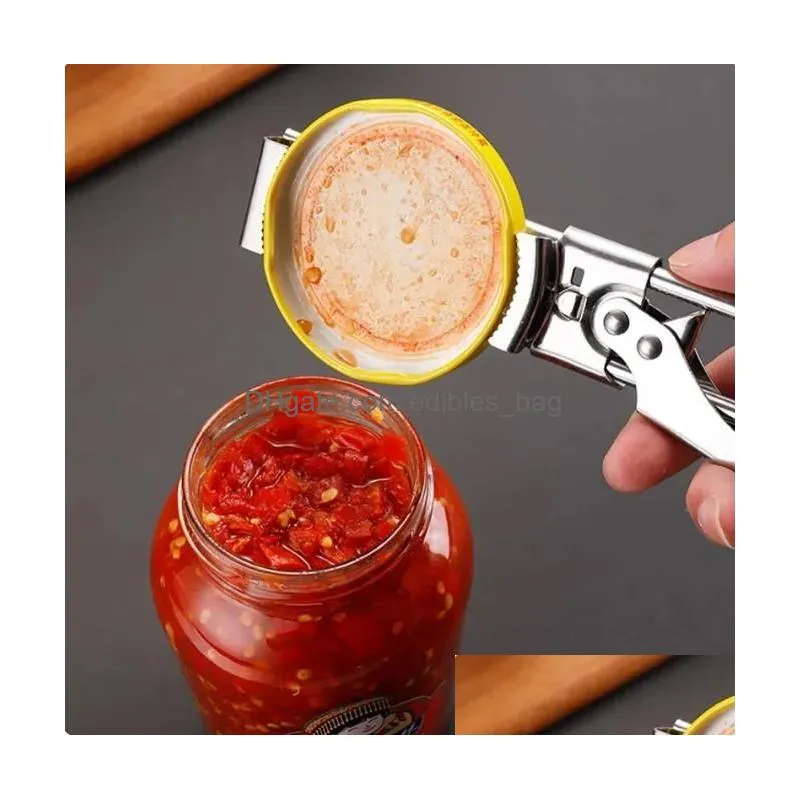 adjustable multi-function bottle cap opener stainless steel lids off jar opener labor-saving screw can opener for kitchen tools