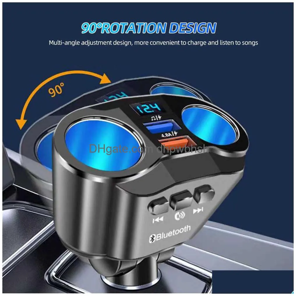  car cigarette lighter splitter  dual usb qc 3.0 quick charge 12v auto fm transmitters bluetooth hands- call sockets