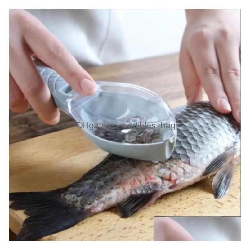 fish scales graters scraper fish cleaning tool scraping scales device with cover home kitchen cooking fish tool kitchen tools