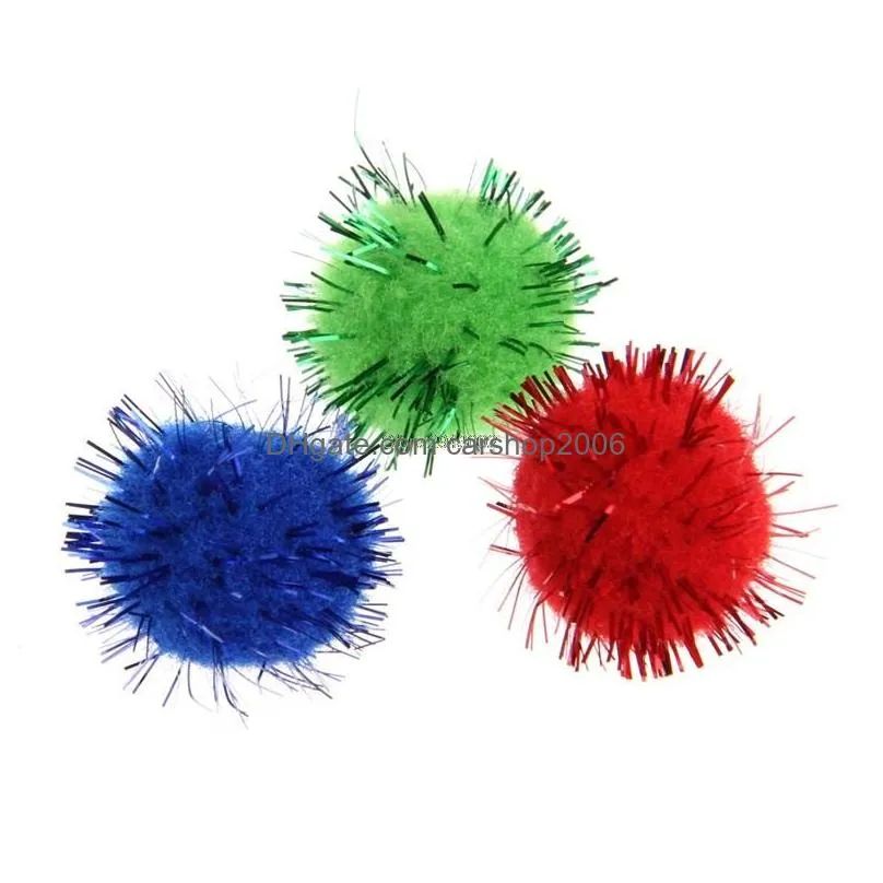 cat toys 100pcslot colorful mini sparkly glitter tinsel balls small pom ball for toys13816930