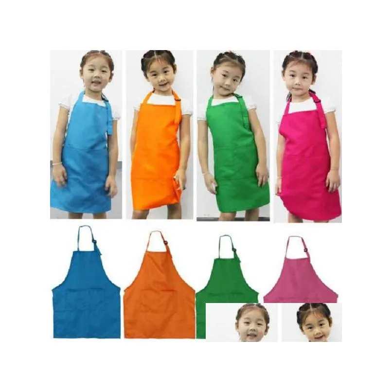 Aprons Uk Cute Kids Children Kitchen Baking Painting Apron Baby Art Cooking Home Garden Home Textiles Dhgw6