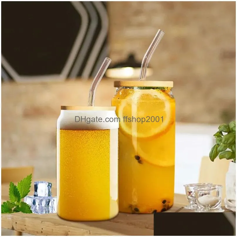 mugs creative juice milk glass cup with lid and straw bubble tea transparent beer coffee high borosilicate drinkware