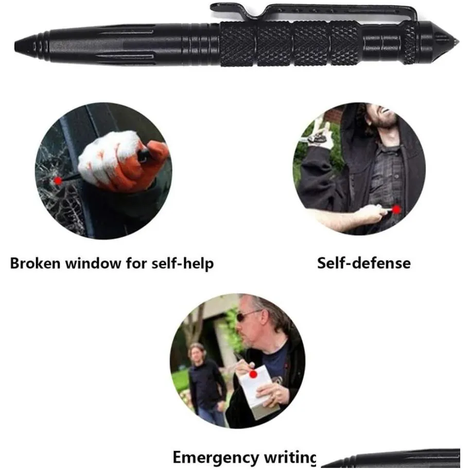 Other Festive & Party Supplies Portable Defence Tactical Pen Pocket Aluminum Anti Skid Military Tungsten Steel Head Self Defense Glass Dhrmr