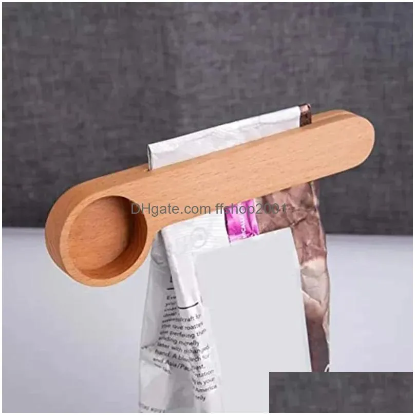 design wooden coffee scoop with bag clip tablespoon solid beech wood measuring tea bean spoons clips gift