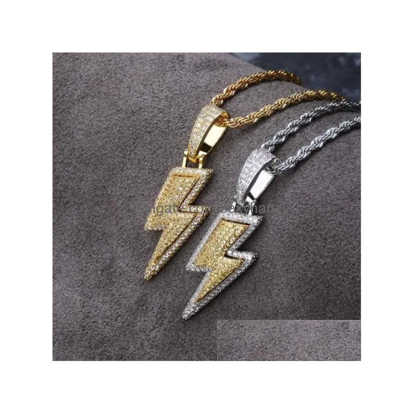 lced out bling light pendant necklace with rope chain copper material cubic zircon men hip hop jewelry locket necklaces for