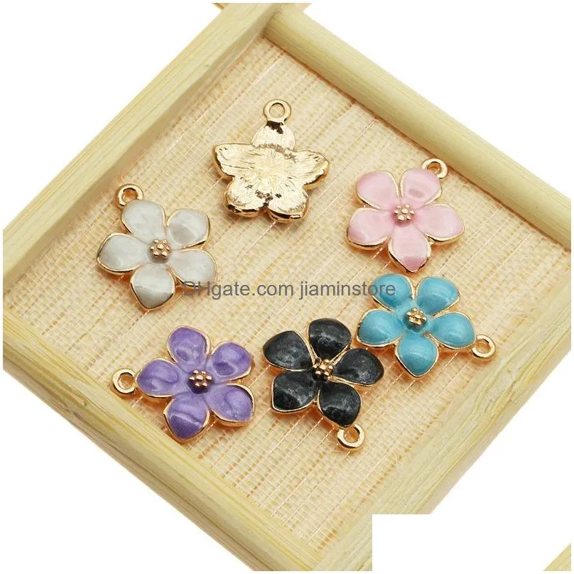 Charms Whole 100Pcs Fashion Classic Cute Enamel Flower Charms Pendant Necklace Bracelet Diy Unique Women Jewelry Accessory241R Jewelry Dheb6