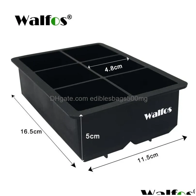 walfos large size 6 cell mold cube trays whiskey ice ball 6 silicone molds maker for party bar 2206111928288