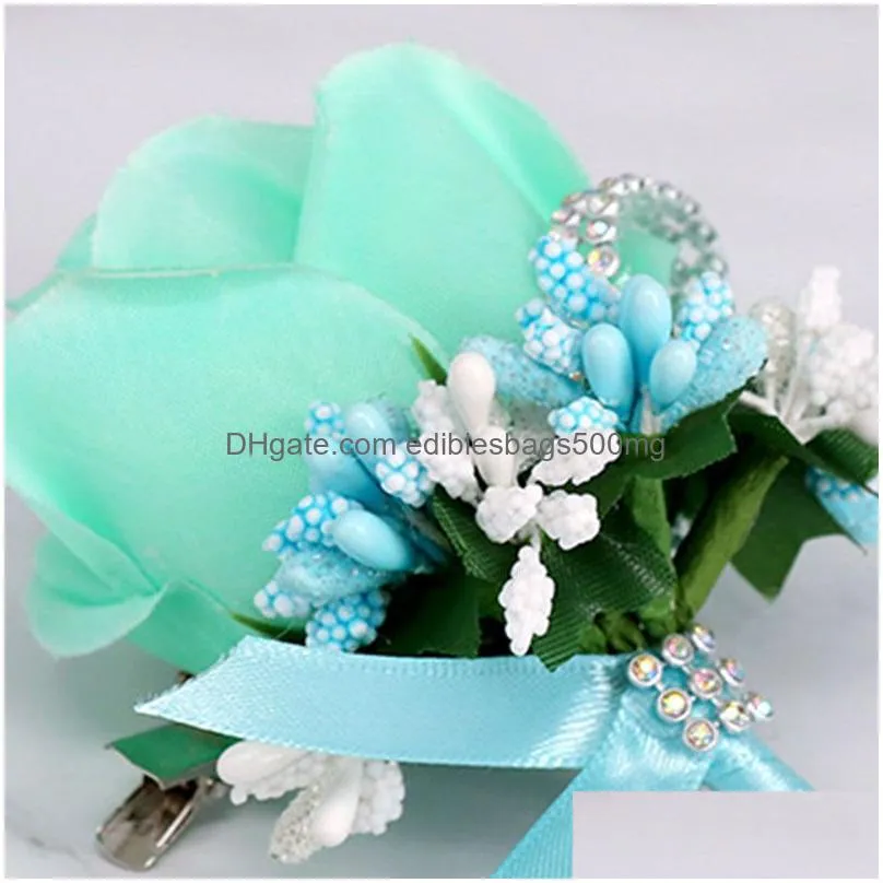 decorative flowers wreaths men039s simulation silk rose boutonniere pin brooch wedding decorations flower groom corsage color3354509