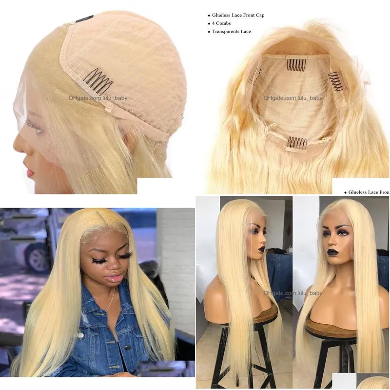 613 blonde lace front human hair wigs straight hd transparent lace 13x4 pre plucked 150 brazilian remy hair lace frontal wigs9327996