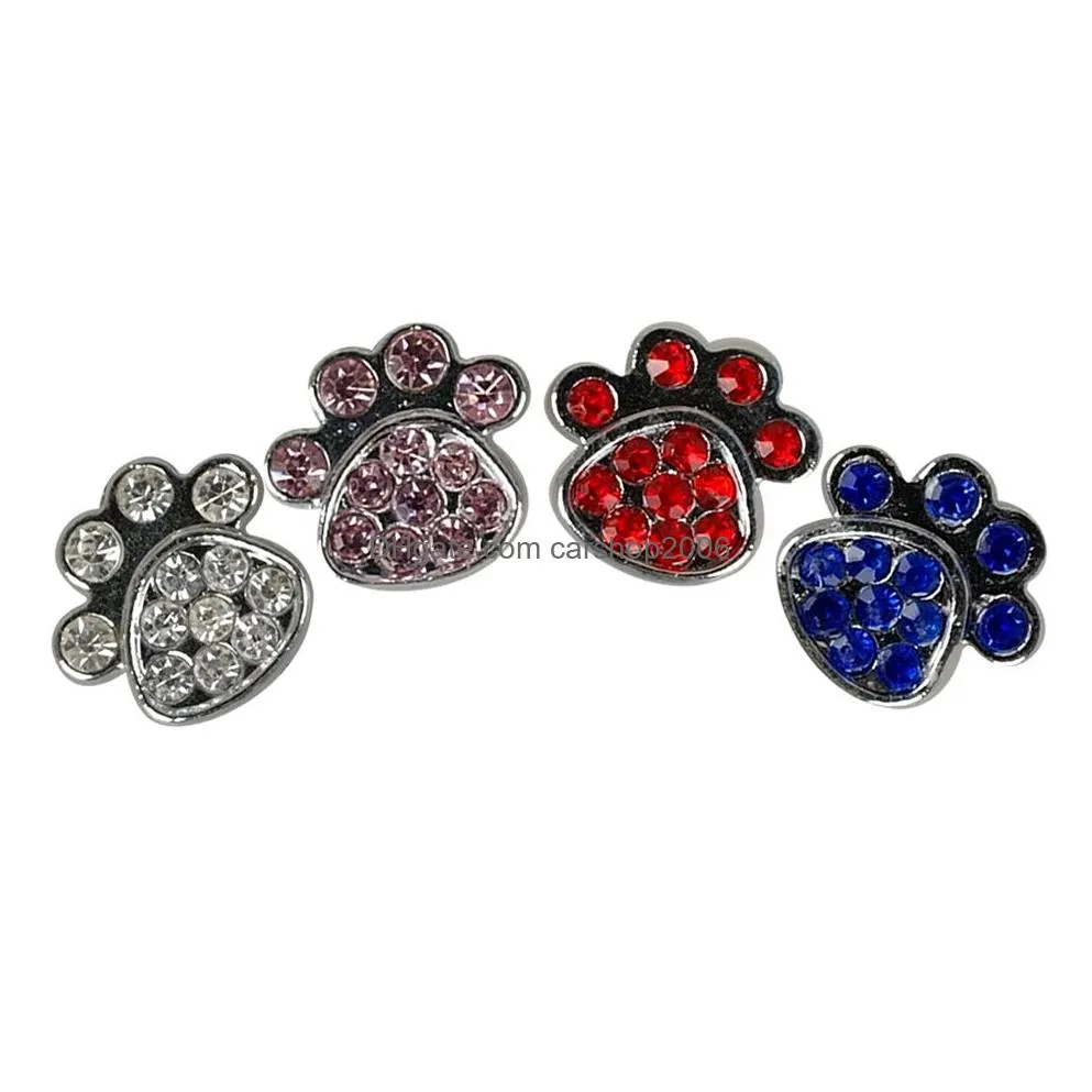 4 colors paw style 10mm rhinestone diamante dog pet charms diy slider charms personalized 3696438