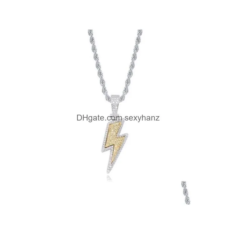 lced out bling light pendant necklace with rope chain copper material cubic zircon men hip hop jewelry locket necklaces for