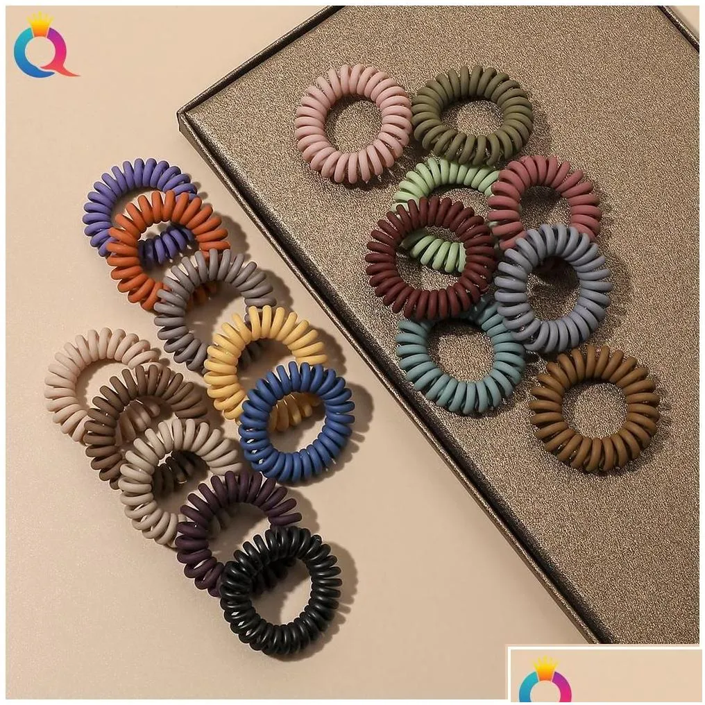 hair accessories fashion ribbon matte solid telephone wire elastic band frosted spiral cord rubber tie stretch head gum 1535 drop