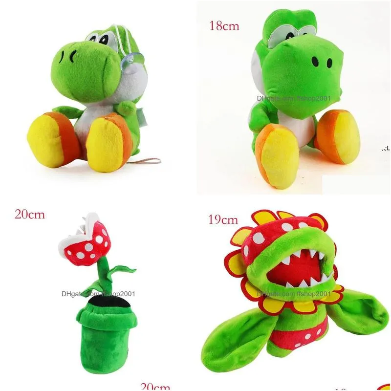 18-20cm petey piranha flower and yoshi stuffed doll plush toy for baby kids holiday gifts