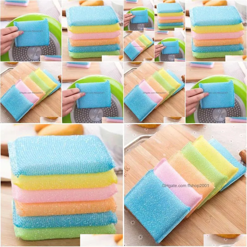 kitchen clean helper multicolor scouring pads non stick oil magic washing dish cleaning sponge cleaner eraser