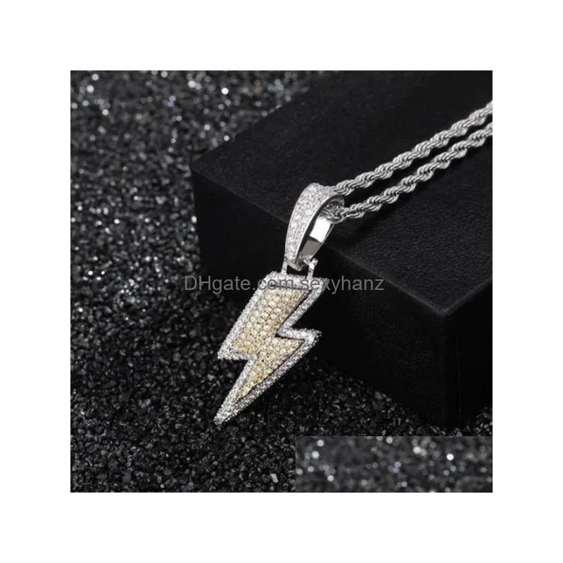 lced out bling light pendant necklace with rope chain copper material cubic zircon men hip hop jewelry locket necklaces for