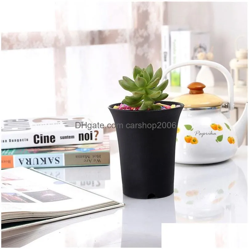 plastic round succulents pots flowers cultivate bottom breathable flower pot flower planter home breed garden5576589