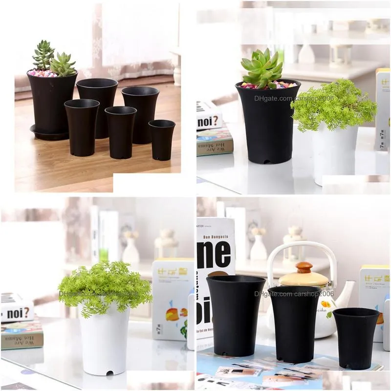 plastic round succulents pots flowers cultivate bottom breathable flower pot flower planter home breed garden5576589