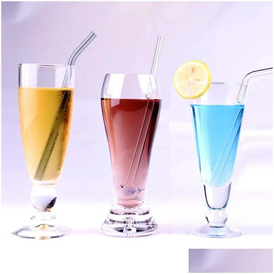 Drinking Straws Transparent Glass Sts Reusable Drinking St Eco-Friendly High Borosilicate Tube Party Favors Bar Drinkware Home Garden Dhals