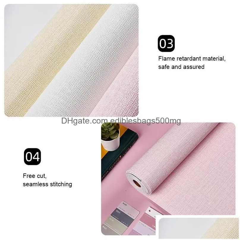 wall stickers faux linen textured wallpaper removable self adhesive stick contact paper door for accent bedroom benl8893391950