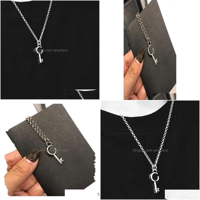 letter key pendant necklaces lady men designer vintage silver engraved necklace couple 2022 jewelry gift pack 67gs8331682