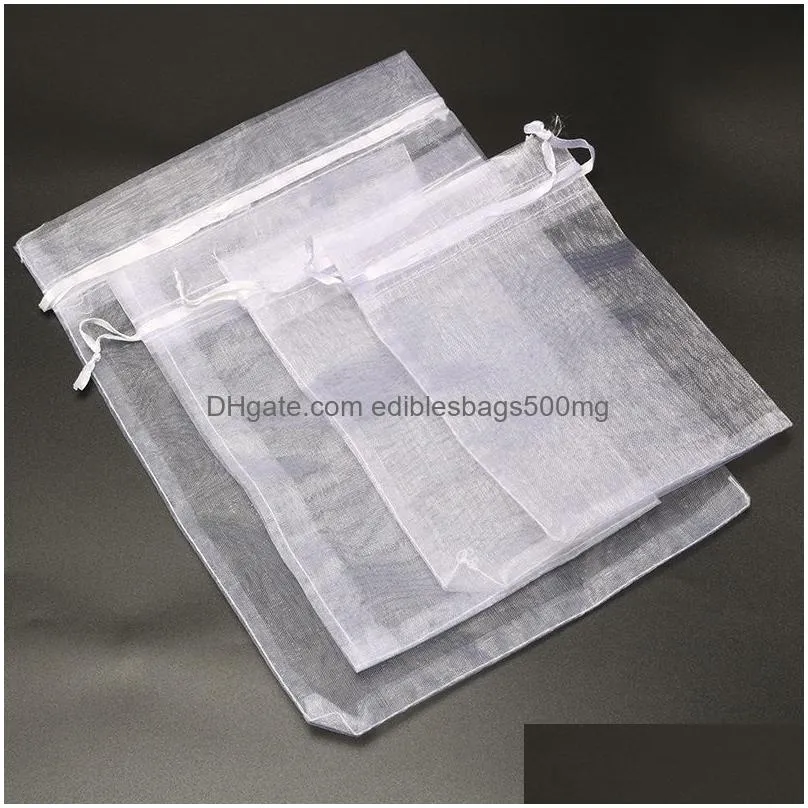 100pcslot sell 10 sizes white organza jewelry gift bags for wedding favorsbeadsjewelry all kinds of candy a0777629014