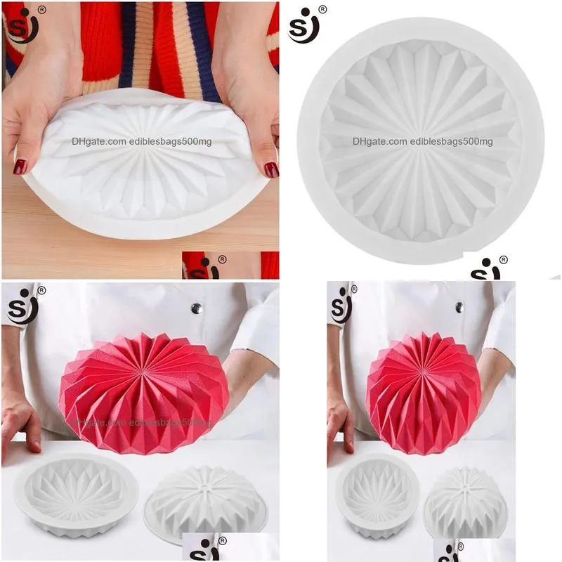 sj mousse silicone cake mold 3d pan round origami cake mould decorating tools mousse make dessert pan accessories bakeware 06168666182