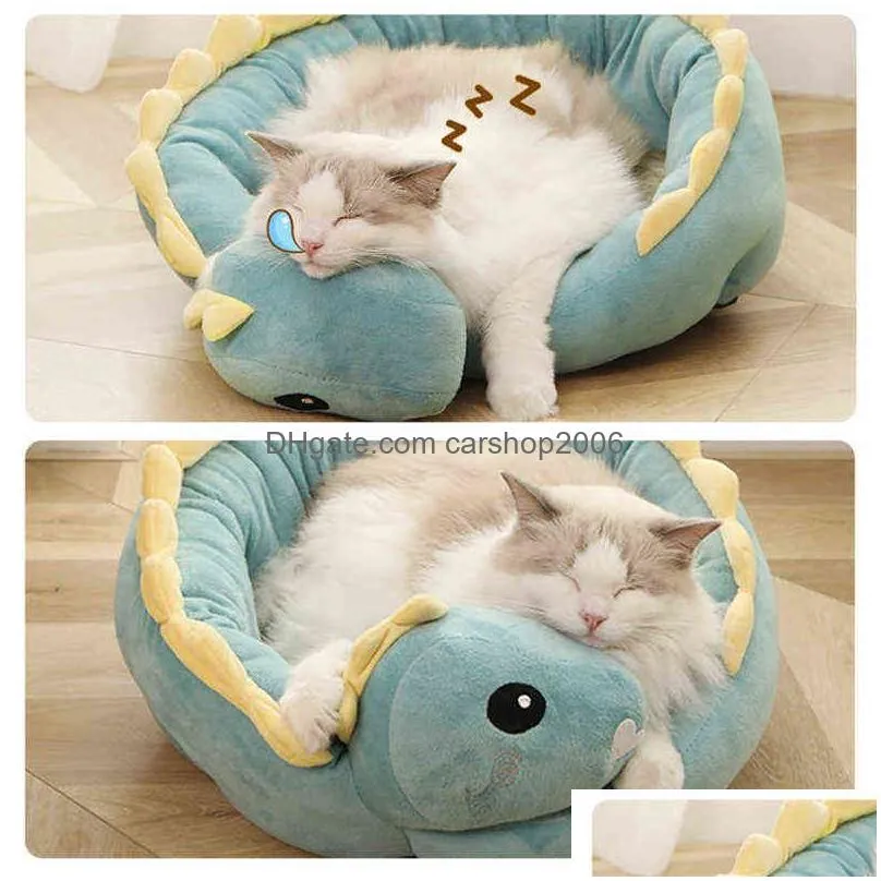 cat beds furniture pet bed dinosaur round small dog for s beautiful puppy mat soft sofa nest warm kitten sleep s products