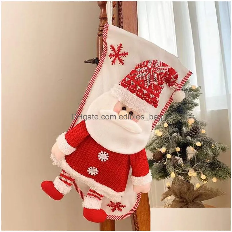 christmas decorations knitted three-dimensional elderly snowman gift bag christmas tree decoration candy bag